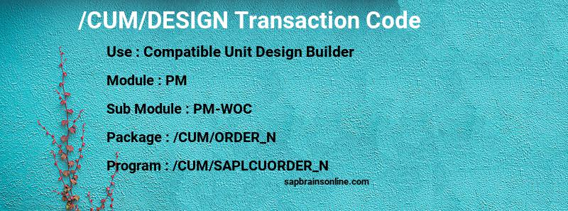 SAP /CUM/DESIGN transaction code