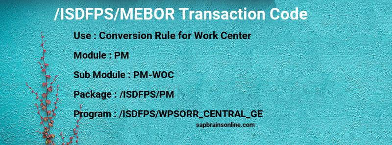 SAP /ISDFPS/MEBOR transaction code