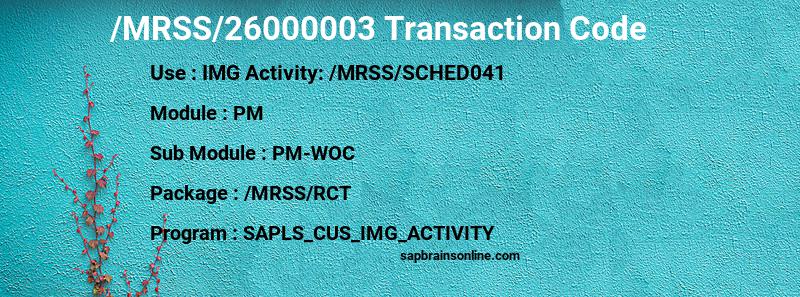 SAP /MRSS/26000003 transaction code