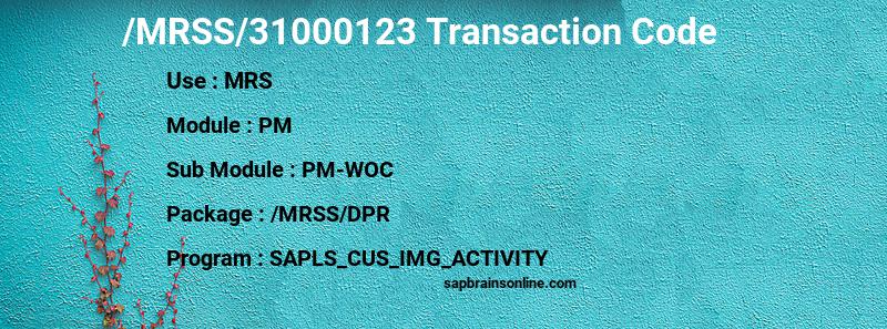 SAP /MRSS/31000123 transaction code