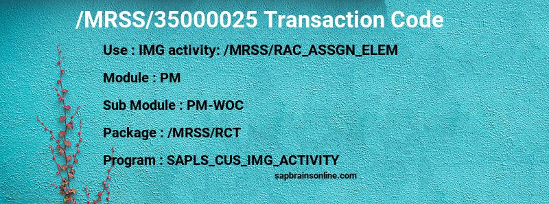 SAP /MRSS/35000025 transaction code