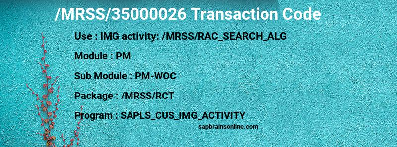 SAP /MRSS/35000026 transaction code