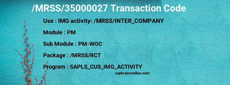 SAP /MRSS/35000027 transaction code