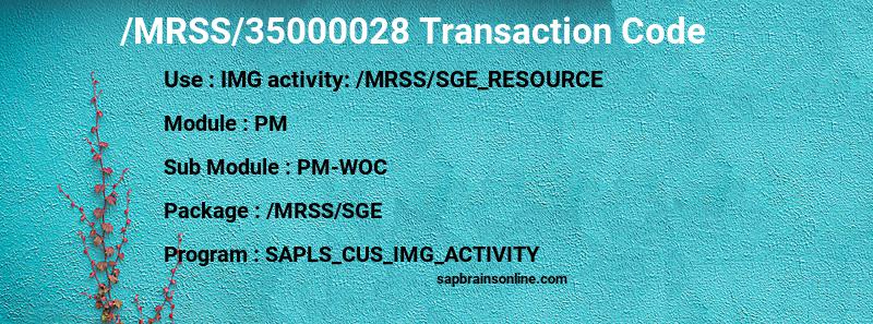 SAP /MRSS/35000028 transaction code
