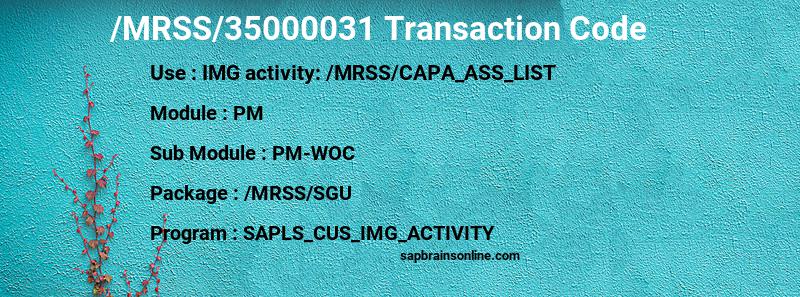 SAP /MRSS/35000031 transaction code