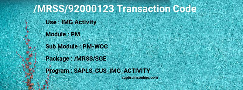 SAP /MRSS/92000123 transaction code