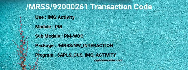 SAP /MRSS/92000261 transaction code