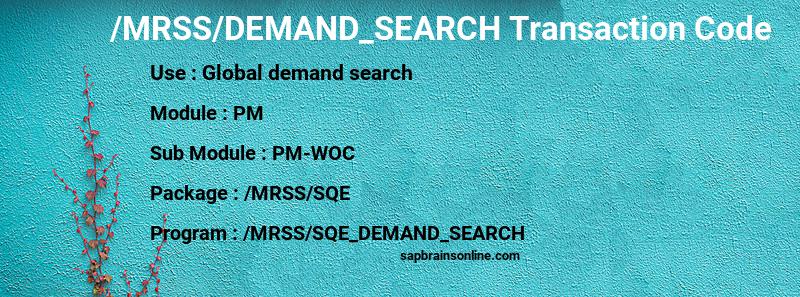 SAP /MRSS/DEMAND_SEARCH transaction code
