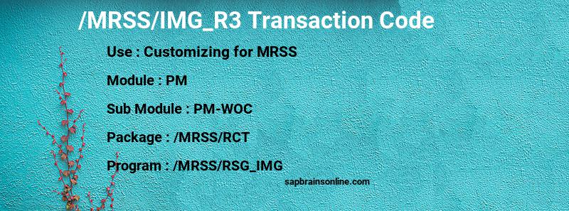 SAP /MRSS/IMG_R3 transaction code