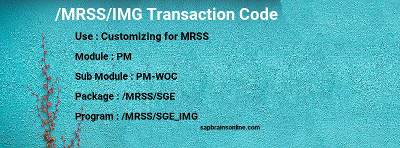 SAP /MRSS/IMG transaction code
