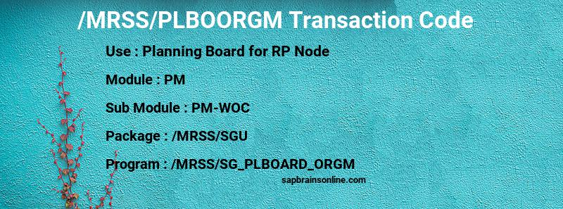 SAP /MRSS/PLBOORGM transaction code