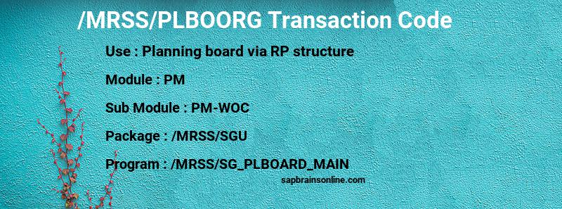 SAP /MRSS/PLBOORG transaction code