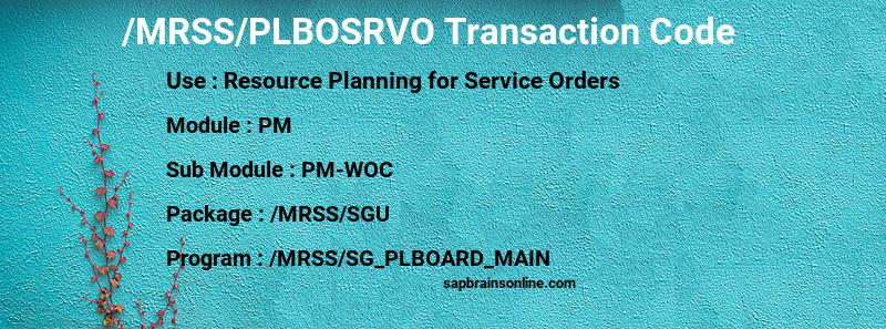 SAP /MRSS/PLBOSRVO transaction code