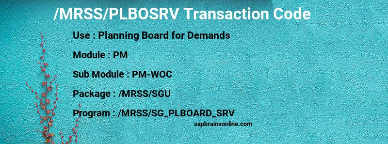 SAP /MRSS/PLBOSRV transaction code