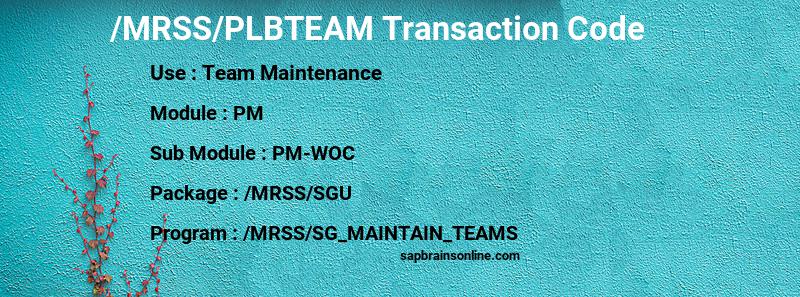 SAP /MRSS/PLBTEAM transaction code