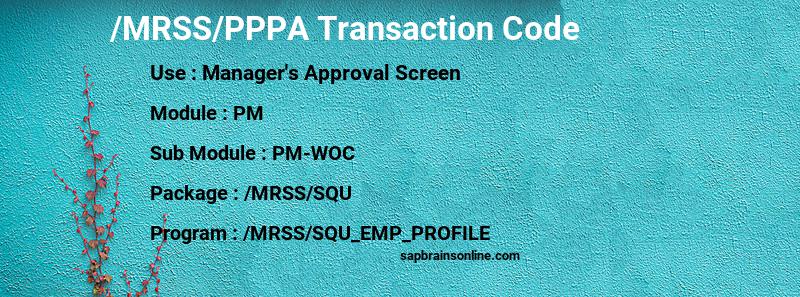 SAP /MRSS/PPPA transaction code