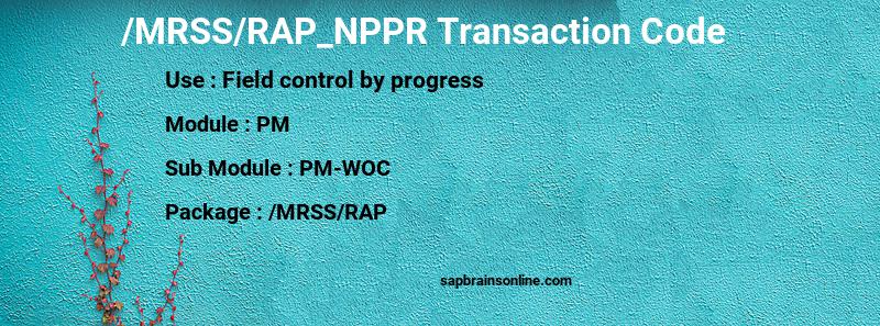 SAP /MRSS/RAP_NPPR transaction code