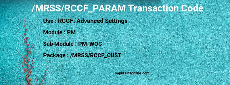 SAP /MRSS/RCCF_PARAM transaction code