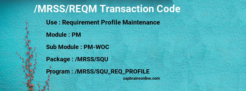 SAP /MRSS/REQM transaction code