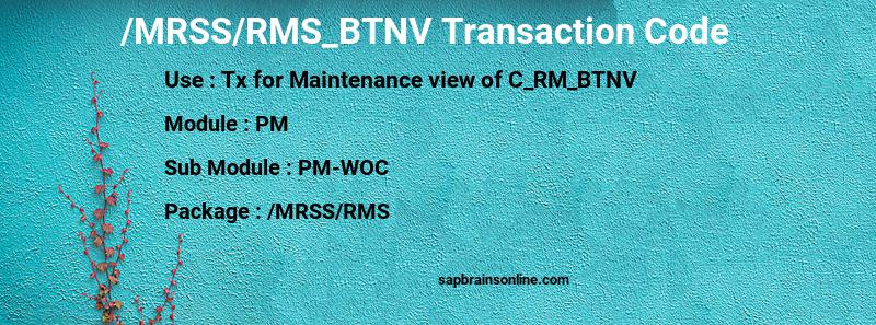 SAP /MRSS/RMS_BTNV transaction code