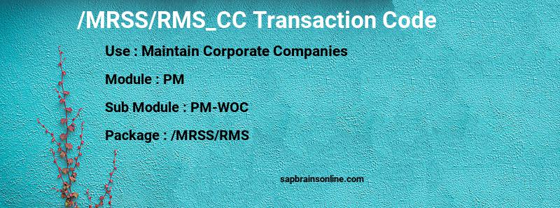 SAP /MRSS/RMS_CC transaction code
