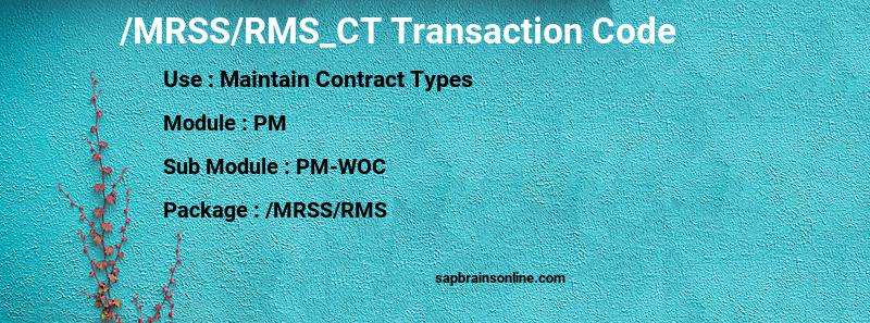SAP /MRSS/RMS_CT transaction code