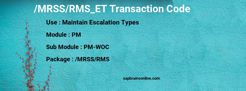 SAP /MRSS/RMS_ET transaction code