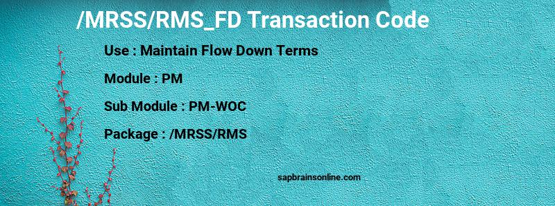 SAP /MRSS/RMS_FD transaction code