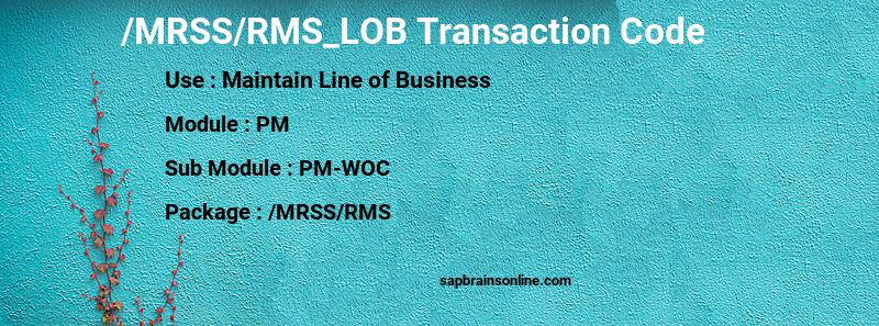 SAP /MRSS/RMS_LOB transaction code