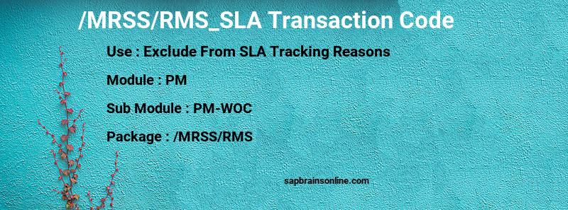 SAP /MRSS/RMS_SLA transaction code