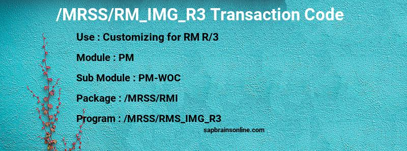 SAP /MRSS/RM_IMG_R3 transaction code