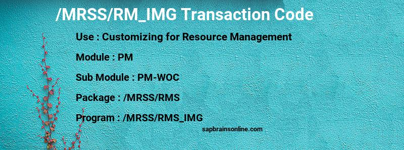 SAP /MRSS/RM_IMG transaction code