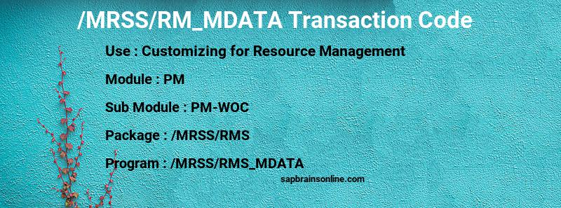 SAP /MRSS/RM_MDATA transaction code