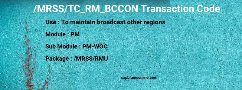 SAP /MRSS/TC_RM_BCCON transaction code