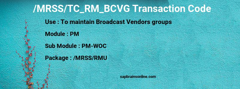 SAP /MRSS/TC_RM_BCVG transaction code