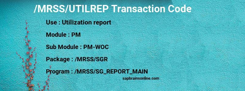 SAP /MRSS/UTILREP transaction code