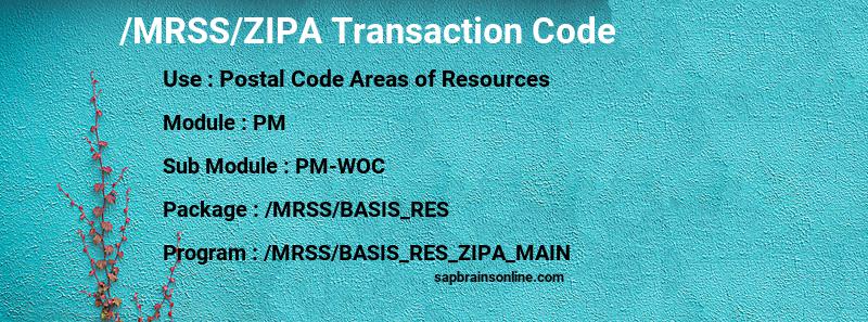 SAP /MRSS/ZIPA transaction code
