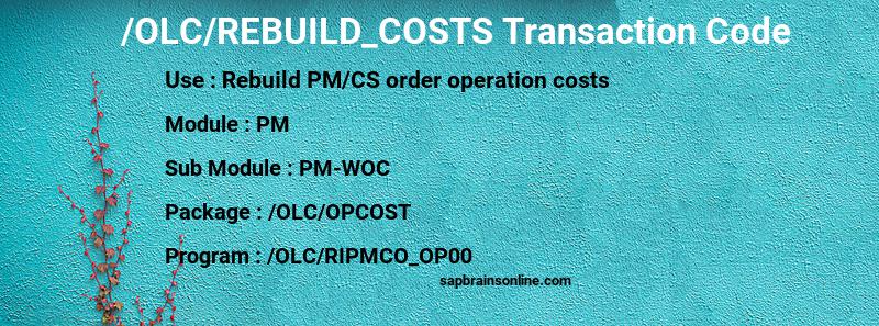SAP /OLC/REBUILD_COSTS transaction code
