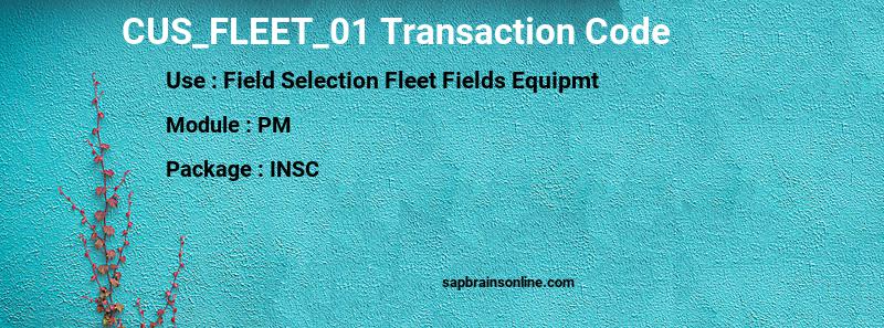 SAP CUS_FLEET_01 transaction code