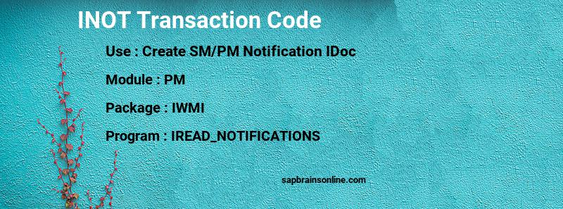 SAP INOT transaction code