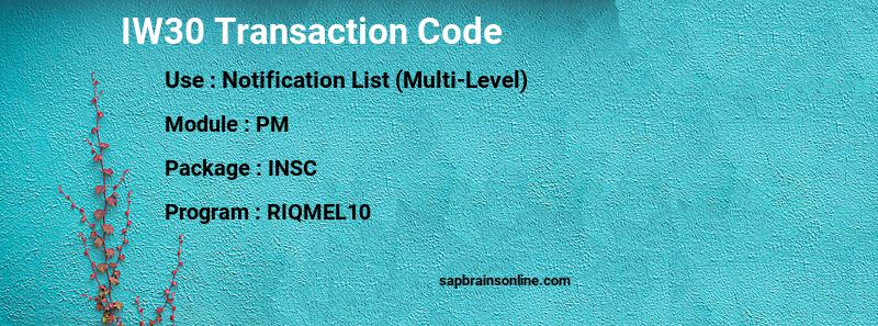 SAP IW30 transaction code