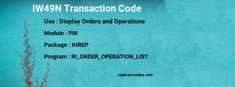 SAP IW49N transaction code