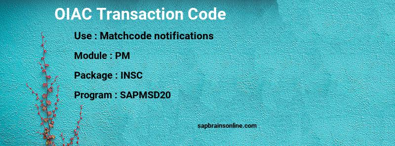 SAP OIAC transaction code