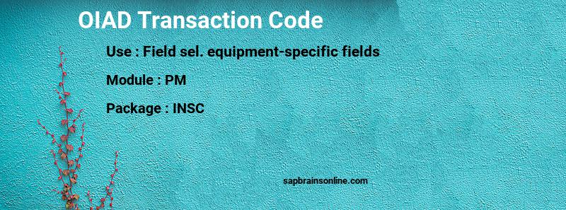 SAP OIAD transaction code