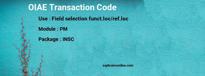 SAP OIAE transaction code