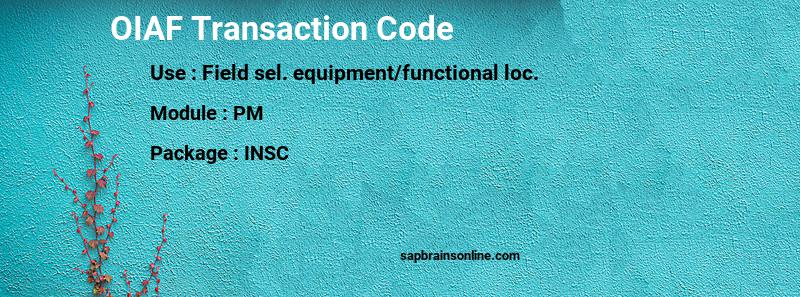 SAP OIAF transaction code