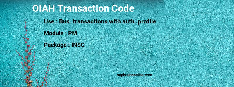 SAP OIAH transaction code