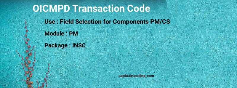 SAP OICMPD transaction code