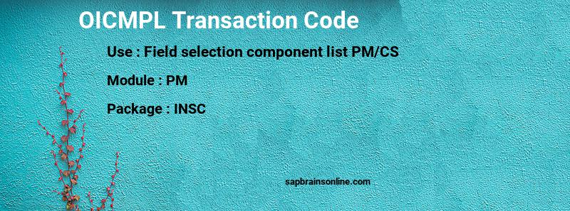 SAP OICMPL transaction code