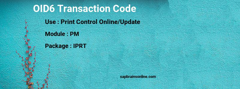 SAP OID6 transaction code